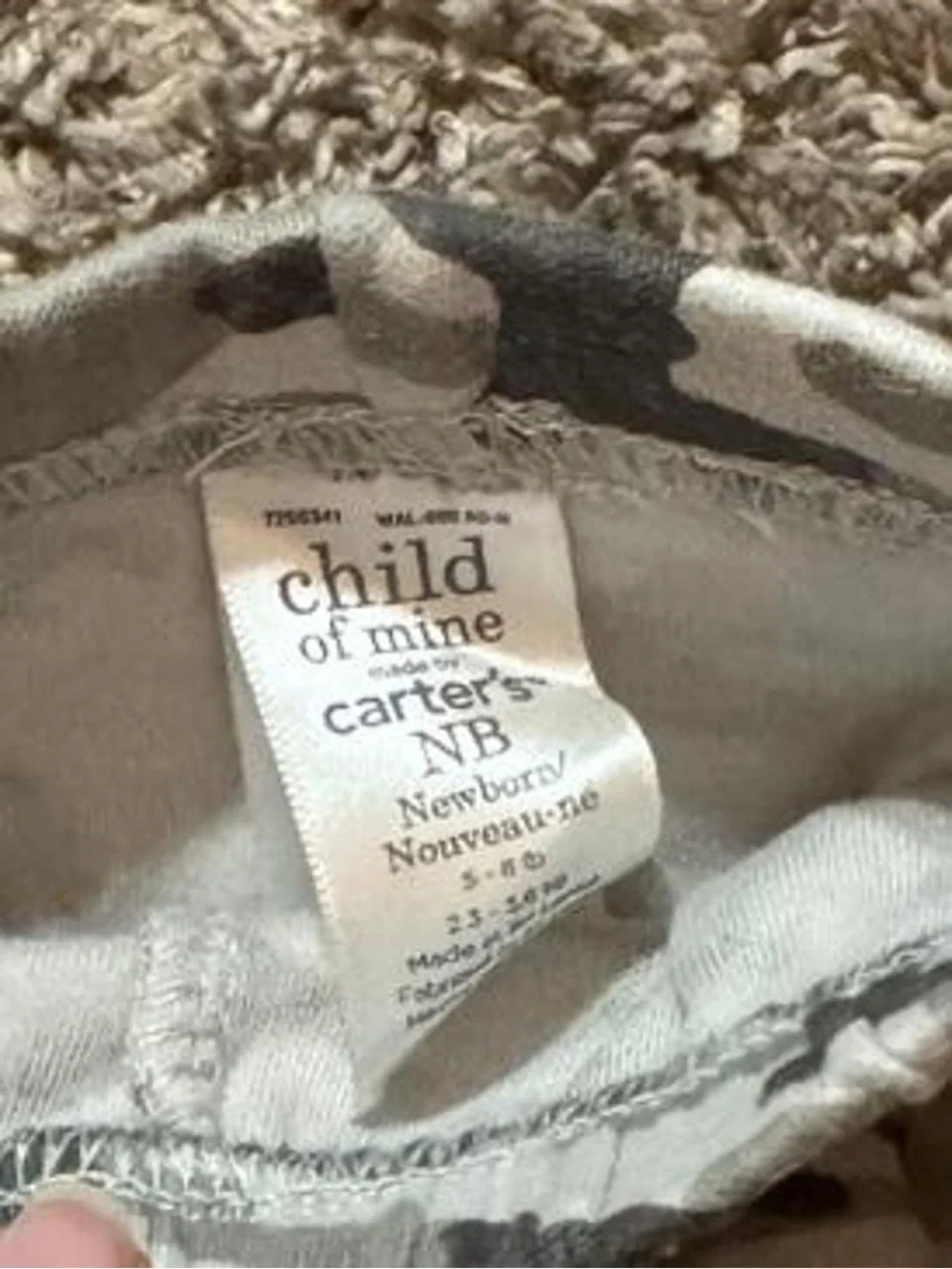 Child of Mine by Carter’s Gray Camo Baby Jogger Pants Newborn NB